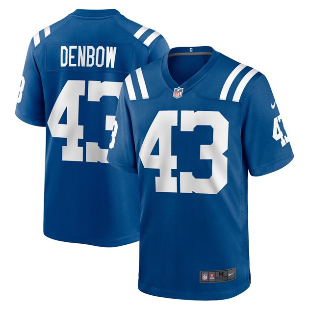 mens nike trevor denbow royal indianapolis colts game player jersey